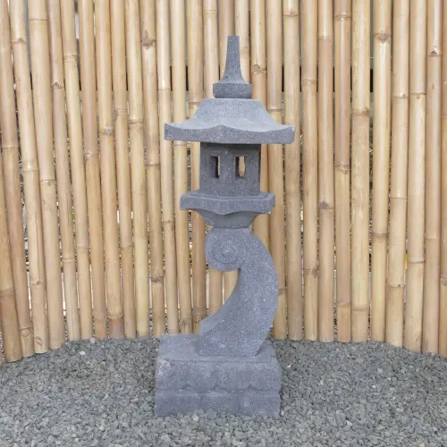 Product image of the product “Japanese style Garden Lantern, made from Andesit Stone. Multipart. 90 cm Height, Roof is 35 cm width. ”